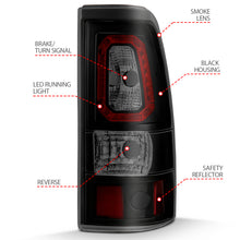 Load image into Gallery viewer, ANZO 1999-2002 Chevy Silverado 1500 LED Taillights Plank Style Black w/Smoke Lens Tail Lights ANZO