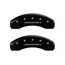 Load image into Gallery viewer, MGP 4 Caliper Covers Engraved Front & Rear With out stripes/Journey Black finish silver ch Caliper Covers MGP