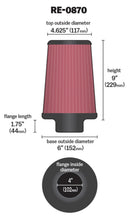 Load image into Gallery viewer, K&N Universal Rubber Filter 4inch FLG / 6inch OD-B / 4-5/8inch OD-T / 9inch H Air Filters - Universal Fit K&N Engineering