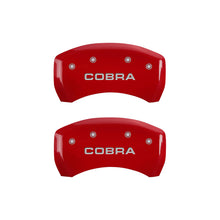 Load image into Gallery viewer, MGP 4 Caliper Covers Engraved Front & Rear Cobra Red finish silver ch Caliper Covers MGP