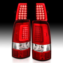 Load image into Gallery viewer, ANZO 1999-2002 Chevy Silverado 1500 LED Taillights Plank Style Chrome With Red/Clear Lens Tail Lights ANZO