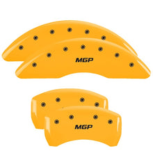 Load image into Gallery viewer, MGP 4 Caliper Covers Engraved Front & Rear MGP Yellow Finish Black Characters 1999 BMW 740i Caliper Covers MGP
