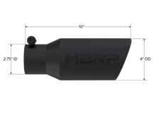 Load image into Gallery viewer, MBRP Universal Angled Rolled End Tip 4in OD / 2-3/4in Inlet / 10in Length - Black Tips MBRP