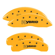 Load image into Gallery viewer, MGP 4 Caliper Covers Engraved F & R GM Style Yellow Finish Black Char 2005 Chevy Silverado 1500 Caliper Covers MGP