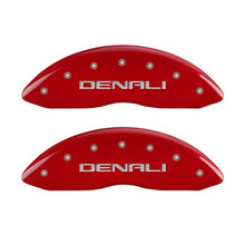 Load image into Gallery viewer, MGP 4 Caliper Covers Engraved Front & Rear Denali Red finish silver ch Caliper Covers MGP