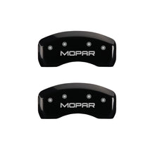 Load image into Gallery viewer, MGP 4 Caliper Covers Engraved Front & Rear MOPAR Black finish silver ch Caliper Covers MGP