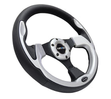 Load image into Gallery viewer, NRG Reinforced Steering Wheel (320mm) Blk w/Silver Trim & 5mm 3-Spoke Steering Wheels NRG