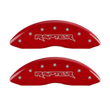 Load image into Gallery viewer, MGP 4 Caliper Covers Engraved Front & Rear Raptor Red finish silver ch Caliper Covers MGP