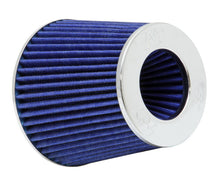 Load image into Gallery viewer, K&N Universal Air Filter Chrome Round Tapered Blue - 4in Flange ID x 1.125in Flange Length x 5.5in H Air Filters - Universal Fit K&N Engineering