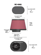 Load image into Gallery viewer, K&N Uni Chrome Oval Tapered Filter 2.125in FlgID x 4inB OL x 3inB OW x 3inT OL x 2inT OW x 2.75in H Misc Powersports K&N Engineering