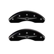 Load image into Gallery viewer, MGP 4 Caliper Covers Engraved Front & Rear Style 1/Chrysler Wing Black finish silver ch Caliper Covers MGP