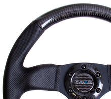 Load image into Gallery viewer, NRG Carbon Fiber Steering Wheel (320mm) Flat Bottom & Leather Trim w/Black Stitching Steering Wheels NRG