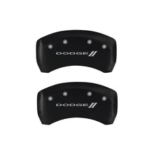 Load image into Gallery viewer, MGP 4 Caliper Covers Engraved Front & Rear With stripes/Dodge Red finish silver ch Caliper Covers MGP