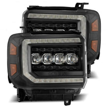 Load image into Gallery viewer, AlphaRex 14-18 GMC Sierra NOVA LED Proj Headlights Plank Style Black w/Activ Light/Seq Signal/DRL Headlights AlphaRex