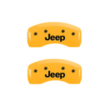 Load image into Gallery viewer, MGP 4 Caliper Covers Engraved Front & Rear JEEP Yellow finish black ch Caliper Covers MGP