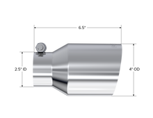 Load image into Gallery viewer, MBRP Universal T304 SS Tip 4in OD/2.5in Inlet/6.5in L Tips MBRP