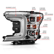 Load image into Gallery viewer, ANZO 18-19 Ford F-150 Projector Headlights w/Plank Style Switchback Chrome w/Amber Headlights ANZO