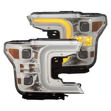 Load image into Gallery viewer, ANZO 18-19 Ford F-150 Projector Headlights w/Plank Style Switchback Chrome w/Amber Headlights ANZO