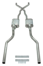 Load image into Gallery viewer, Pypes Performance Exhaust SFM05T Crossmember Back w/X-Pipe Exhaust System 65-70 Convertible Mustang Split Rear Dual Exit 2.5 in Intermediate And Tail Pipe Turbo Pro Muffler Incl Hardware Incl Tip Not Incl Pypes Exhaust Exhaust System Kit Pypes Performance Exhaust