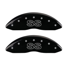Load image into Gallery viewer, MGP 4 Caliper Covers Engraved Front & Rear Classic/SS Black finish silver ch Caliper Covers MGP