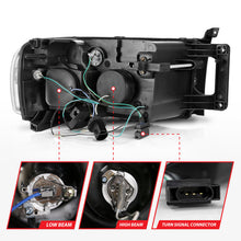Load image into Gallery viewer, ANZO 2002-2005 Dodge Ram 1500 Projector Headlights w/ Halo Black Clear Amber Headlights ANZO