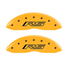 Load image into Gallery viewer, MGP 4 Caliper Covers Engraved Front & Rear Gen 5/RS Yellow finish black ch Caliper Covers MGP