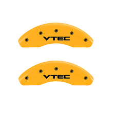 Load image into Gallery viewer, MGP 4 Caliper Covers Engraved Front & Rear MGP Yellow finish black ch Caliper Covers MGP