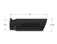 Load image into Gallery viewer, MBRP Universal Tip 6in OD Angled Rolled End 5in Inlet 18in Lgth Black Finish Exhaust Tips MBRP