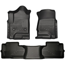 Load image into Gallery viewer, Husky Liners 14 Chevrolet Silverado/GMC Sierra Dbl Cab WeatherBeater Black Front&2nd Seat Floor Line Floor Mats - Rubber Husky Liners