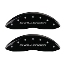 Load image into Gallery viewer, MGP 4 Caliper Covers Engraved Front & Rear Block/Challenger Black finish silver ch Caliper Covers MGP