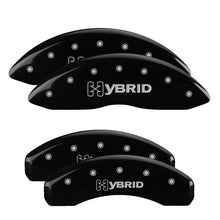 Load image into Gallery viewer, MGP 4 Caliper Covers Engraved Front & Rear GM Style/Hybrid Black finish silver ch Caliper Covers MGP
