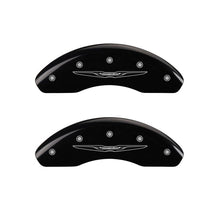 Load image into Gallery viewer, MGP 4 Caliper Covers Engraved Front & Rear Style 2/Chrysler Wing Black finish silver ch Caliper Covers MGP