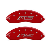 Load image into Gallery viewer, MGP 4 Caliper Covers Engraved Front & Rear Gen 5/RS Red finish silver ch Caliper Covers MGP