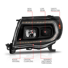 Load image into Gallery viewer, ANZO 05-11 Toyota Tacoma Projector Headlights w/Light Bar Switchback Black Housing Headlights ANZO