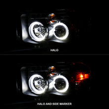 Load image into Gallery viewer, ANZO 2002-2005 Dodge Ram 1500 Projector Headlights w/ Halo Black Clear Amber Headlights ANZO