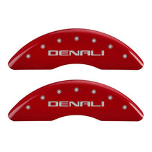 Load image into Gallery viewer, MGP 4 Caliper Covers Engraved Front & Rear Denali Red finish silver ch Caliper Covers MGP