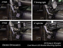 Load image into Gallery viewer, Diode Dynamics 18-21 Jeep JL Wrangler/Gladiator SS6 Cowl LED Bracket Kit - White Driving Light Bars & Cubes Diode Dynamics