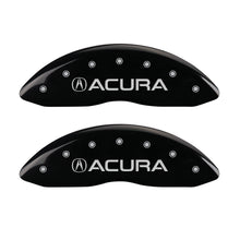 Load image into Gallery viewer, MGP 4 Caliper Covers Engraved Front Acura Engraved Rear MDX Black finish silver ch Caliper Covers MGP