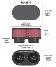Load image into Gallery viewer, K&N Filter Universal Filter 2 3/8 inch Dual Flange 107mm C-C 3 inch Height Air Filters - Universal Fit K&N Engineering