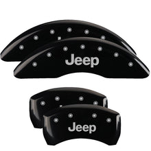 Load image into Gallery viewer, MGP 4 Caliper Covers Engraved Front & Rear JEEP Black finish silver ch Caliper Covers MGP