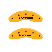 Load image into Gallery viewer, MGP 4 Caliper Covers Engraved Front & Rear i-Vtec Yellow finish black ch Caliper Covers MGP