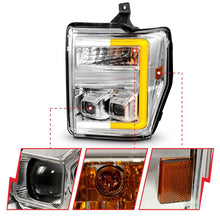 Load image into Gallery viewer, ANZO 08-10 Ford F-250 - F-550 Super Duty Projector Headlights w/ Light Bar Switchback Chrome Housing Headlights ANZO