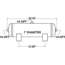Load image into Gallery viewer, Firestone Air Tank 3 Gallon 7in. x 17.75in. (3) 1/4in. NPT Ports 150 PSI Max - Black (WR17609148) Air Tanks Firestone