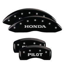 Load image into Gallery viewer, MGP 4 Caliper Covers Engraved Front & Rear Honda Black finish silver ch Caliper Covers MGP