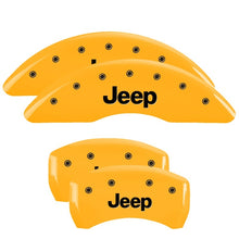 Load image into Gallery viewer, MGP 4 Caliper Covers Engraved Front & Rear JEEP Yellow finish black ch Caliper Covers MGP