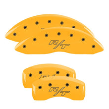 Load image into Gallery viewer, MGP 4 Caliper Covers Engraved Front & Rear Vintage Style/RT Yellow finish black ch Caliper Covers MGP