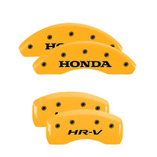 Load image into Gallery viewer, MGP 4 Caliper Covers Engraved Front Honda Engraved Rear HR-V Yellow finish black ch Caliper Covers MGP