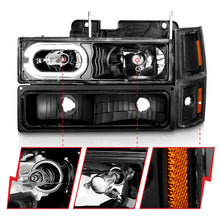 Load image into Gallery viewer, ANZO 88-98 Chevrolet C1500 Crystal Headlights Black Housing w/ Signal and Side Marker Lights Headlights ANZO