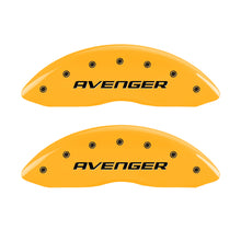 Load image into Gallery viewer, MGP 4 Caliper Covers Engraved Front & Rear With out stripes/Avenger Yellow finish black ch Caliper Covers MGP