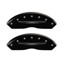 Load image into Gallery viewer, MGP 4 Caliper Covers Engraved Front & Rear Style 2/Chrysler Wing Black finish silver ch Caliper Covers MGP